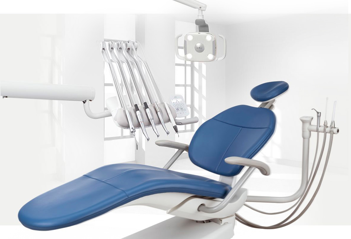 A-dec 300 dental chair package including dental light and delivery system