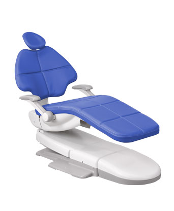 A-dec 500 dental chair with cyan upholstery