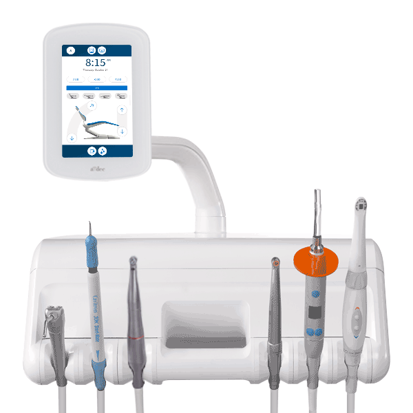 A-dec 500 Pro delivery system with integrated dental handpieces